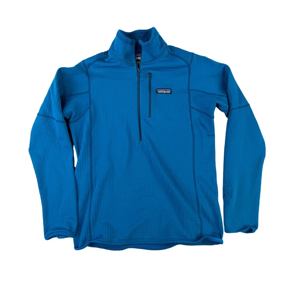 Patagonia R1‎ Pullover Mens Small Blue Quarter Zip Polartec Grid Fleece 40110